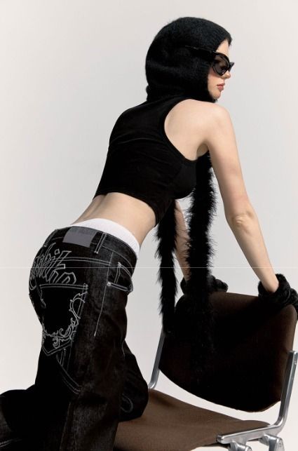 Kashiko】Embroied Nonfade Denim Pants Black (Kashiko/デニム